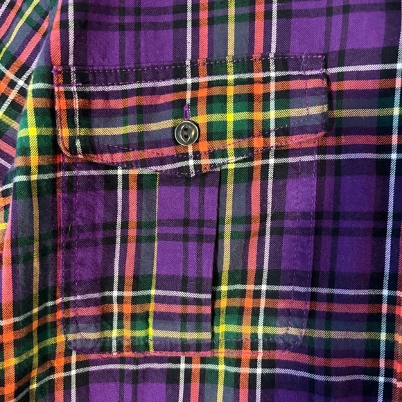 Ralph Lauren Lauren Jeans Co. Women's  Purple Plaid Shirt Large Button Up Preppy - Picture 6 of 12